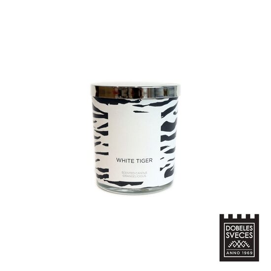 100 % rapša vaska svece “BALTAIS TĪĢERIS I” ar rūgtenu "Orangelicious" aromātu